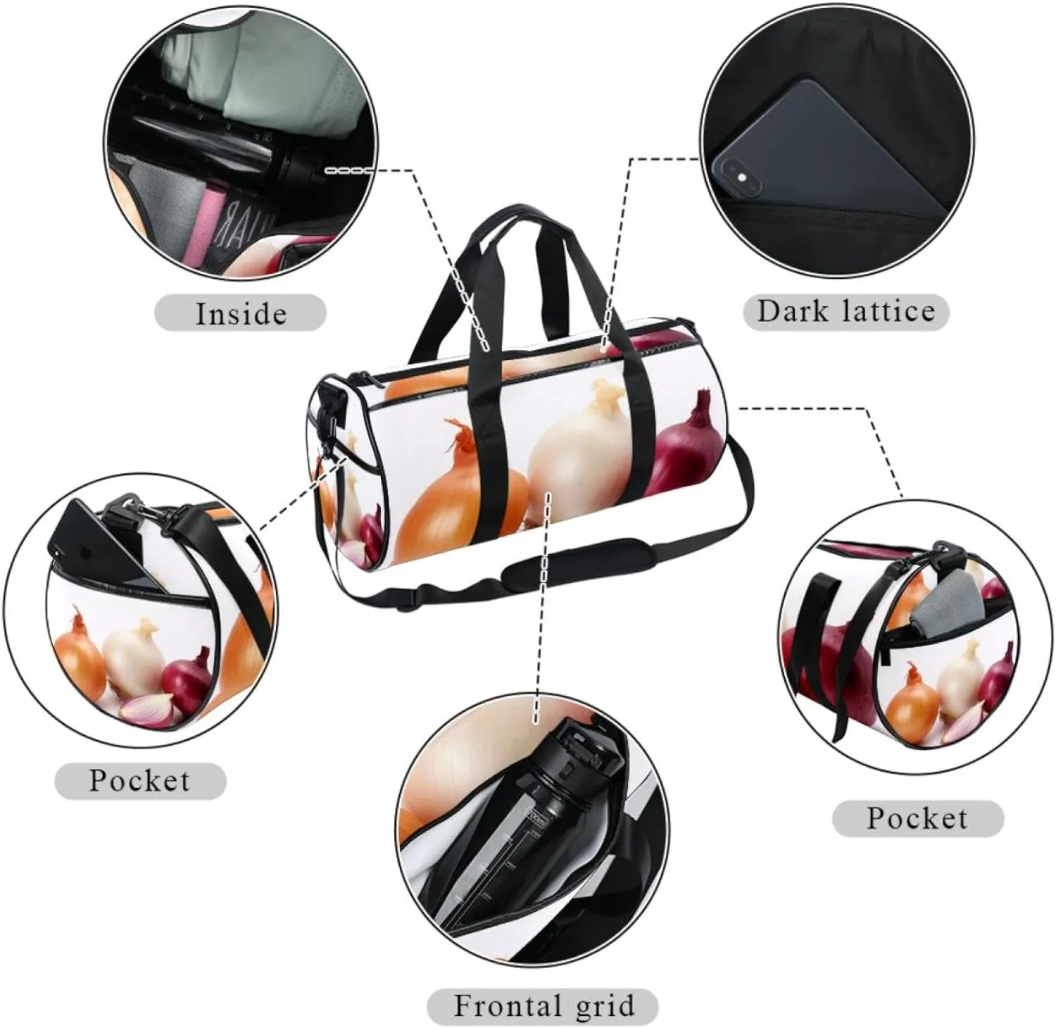 Gym Bags for Women,Duffle Bag for Travel,Vegetables Onion and Garlic,Gym Bag for Men