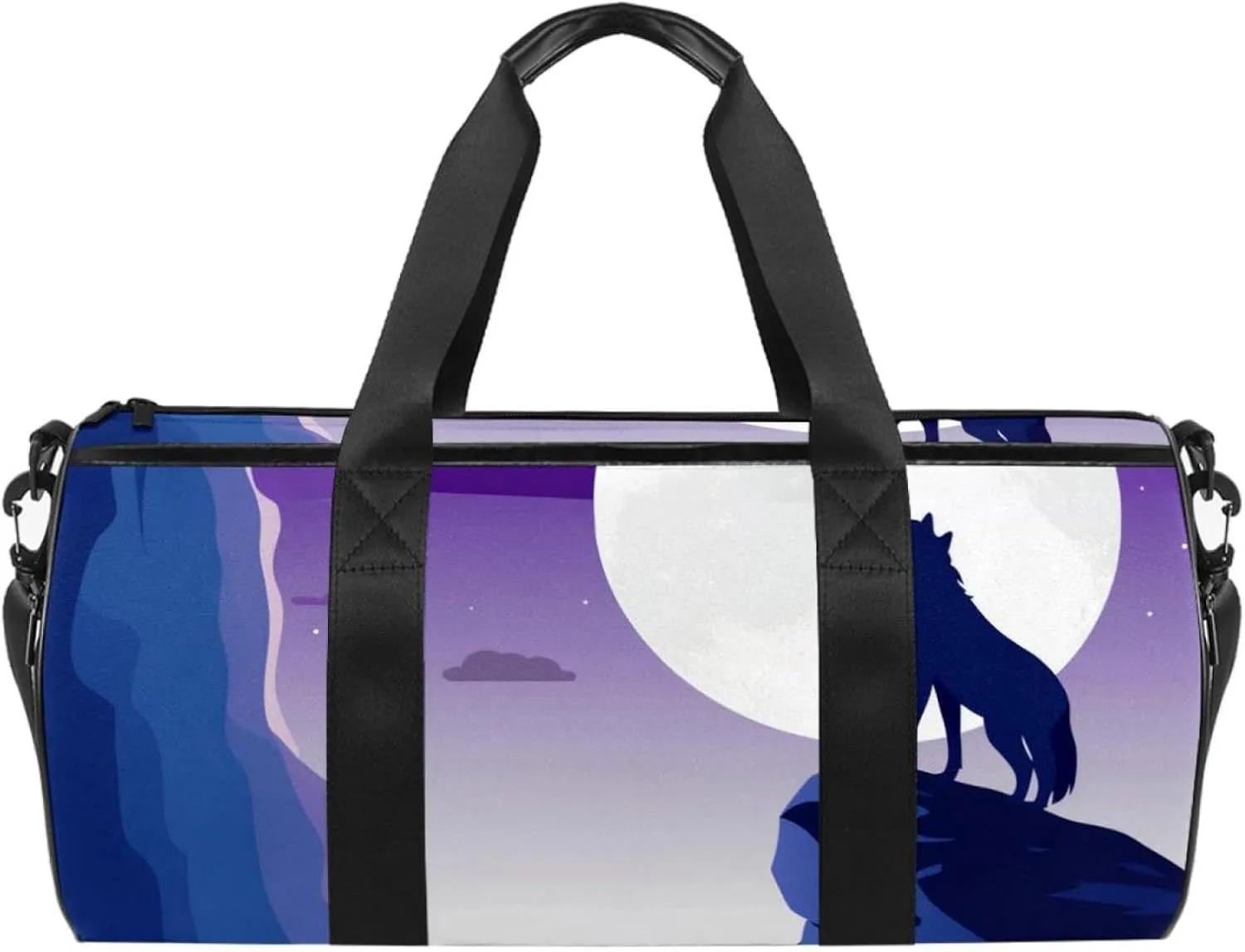 Gym Bags for Women,Duffle Bag for Travel,Wolf Night Moon,Gym Bag for Men