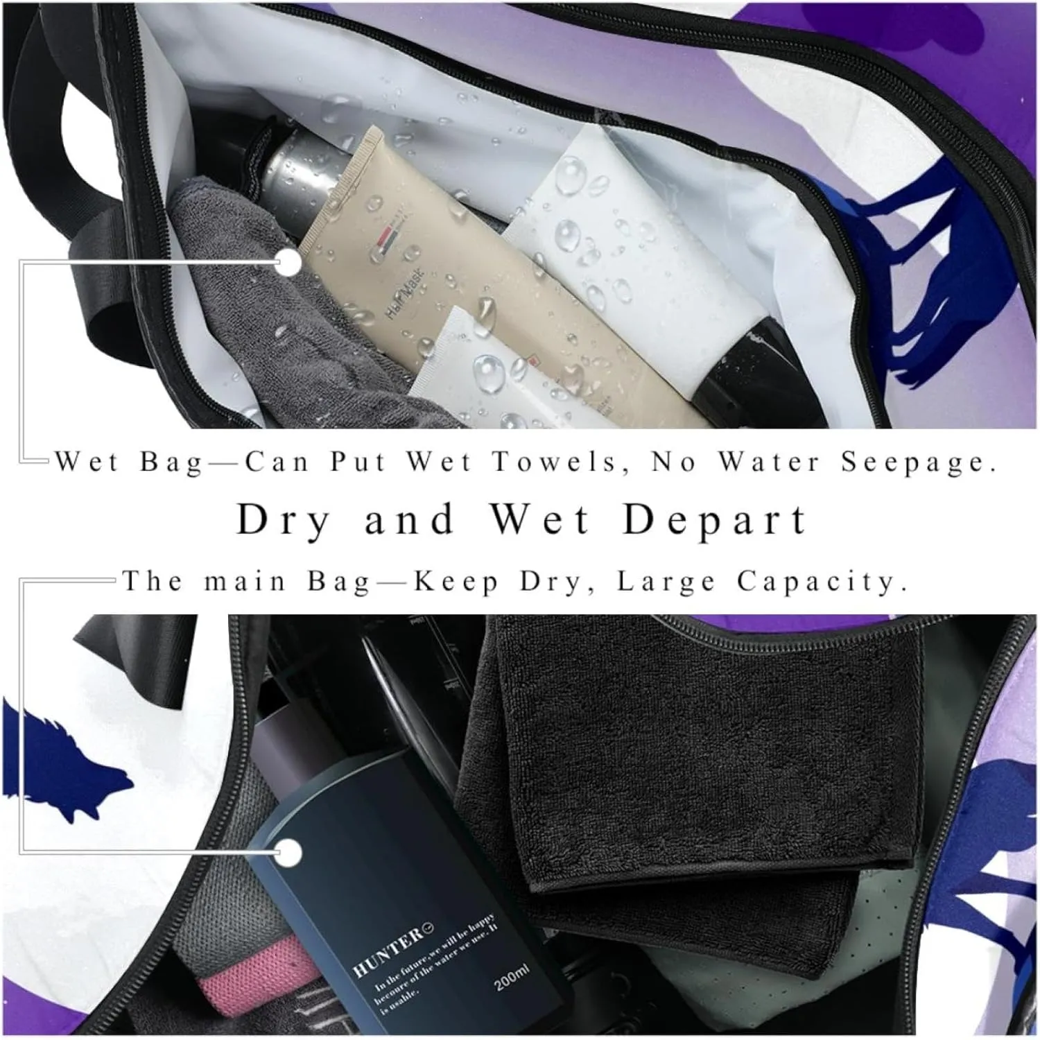 Gym Bags for Women,Duffle Bag for Travel,Wolf Night Moon,Gym Bag for Men