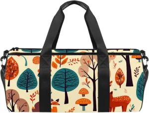 Gym Bags for Women,Duffle Bag for Travel,Woodland Bird Plant,Gym Bag for Men