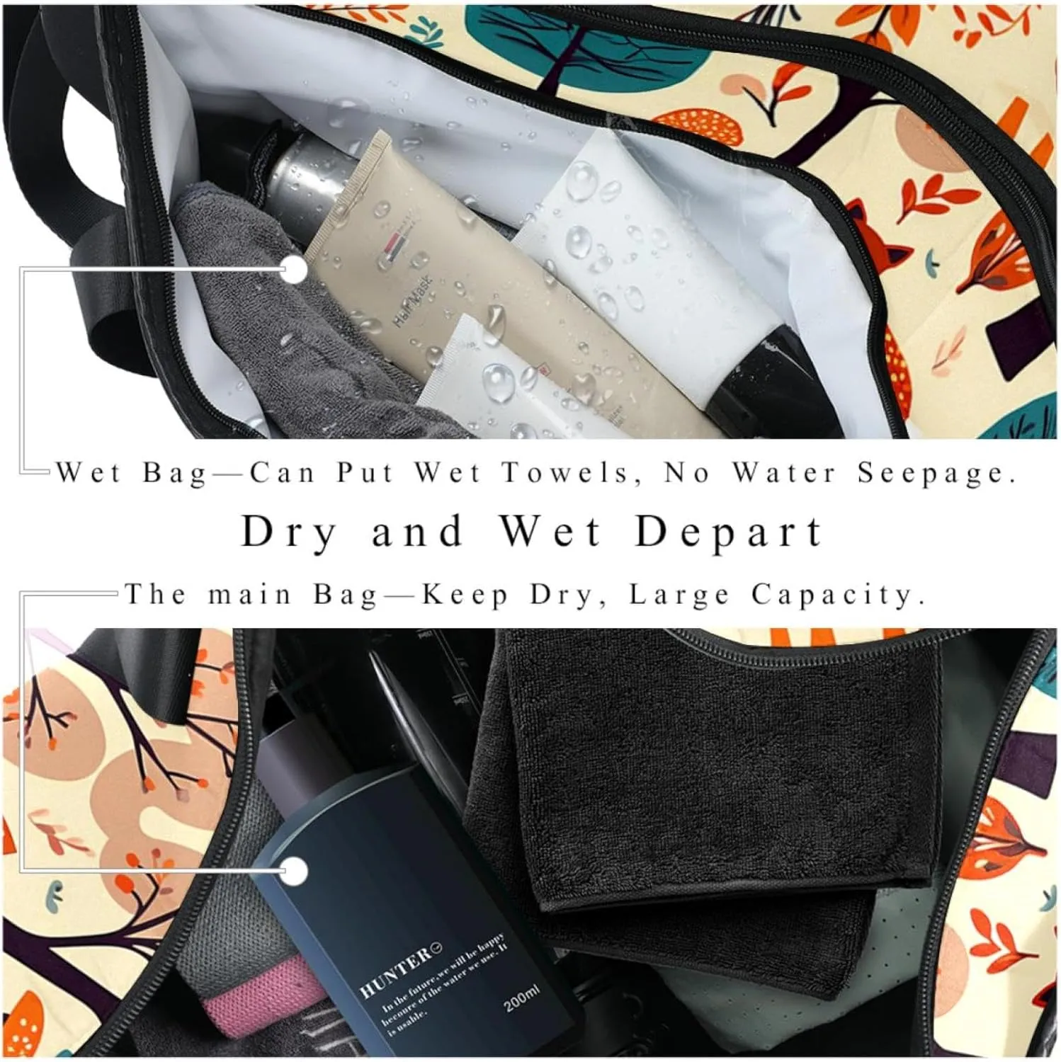 Gym Bags for Women,Duffle Bag for Travel,Woodland Bird Plant,Gym Bag for Men