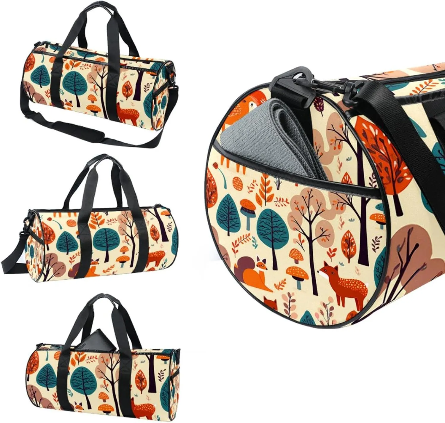 Gym Bags for Women,Duffle Bag for Travel,Woodland Bird Plant,Gym Bag for Men