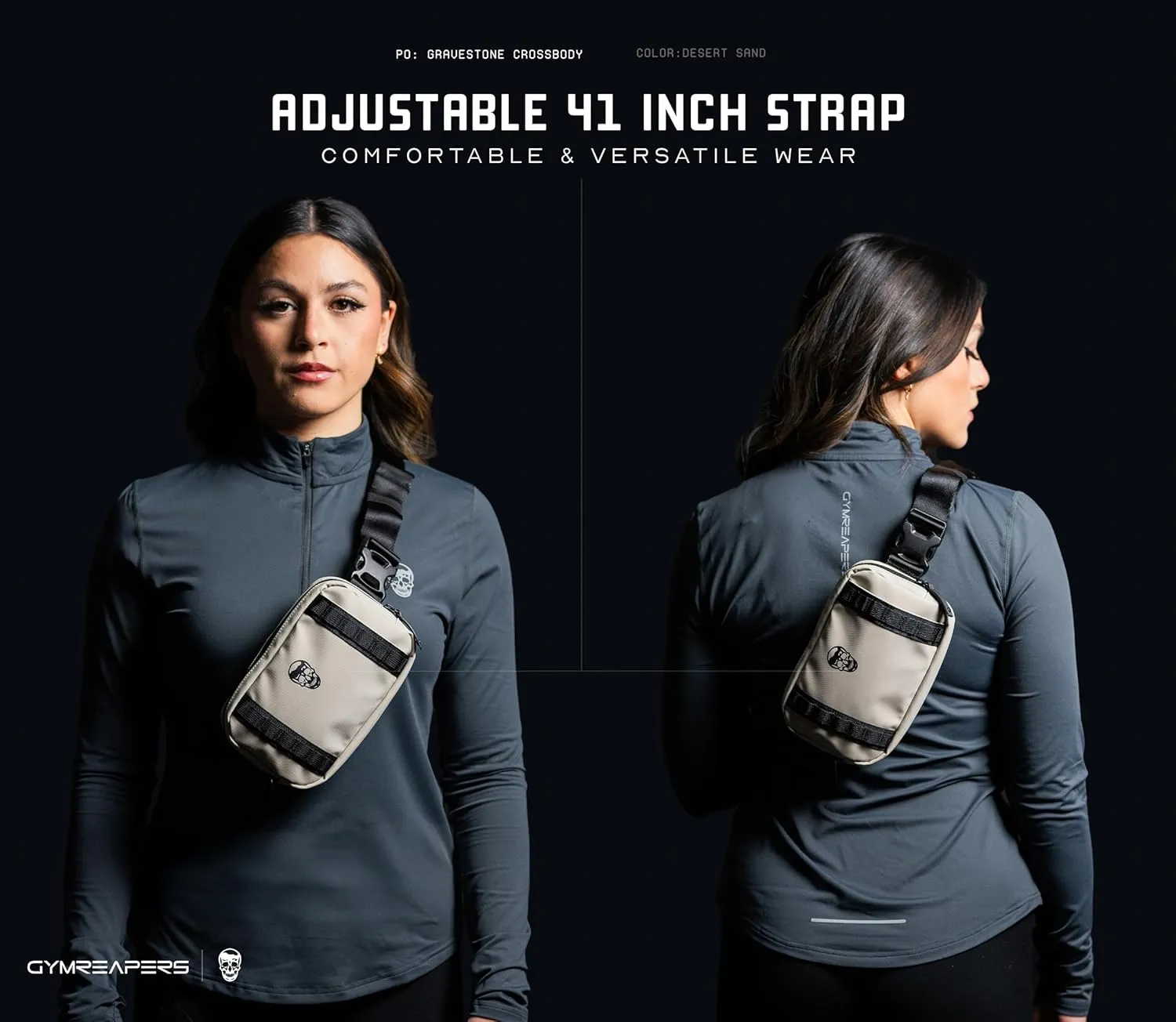 Gymreapers Gravestone Crossbody Travel Bag with Adjustable Strap Water Resistant Fanny Pack Waist Shoulder Sling Bag for Traveling, Running, and Daily Wear for Men & Women (Desert Sand)