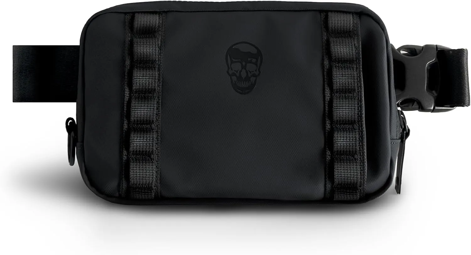 Gymreapers Gravestone Crossbody Travel Bag with Adjustable Strap Water Resistant Fanny Pack Waist Shoulder Sling Bag for Traveling, Running, and Daily Wear for Men & Women (Onyx)