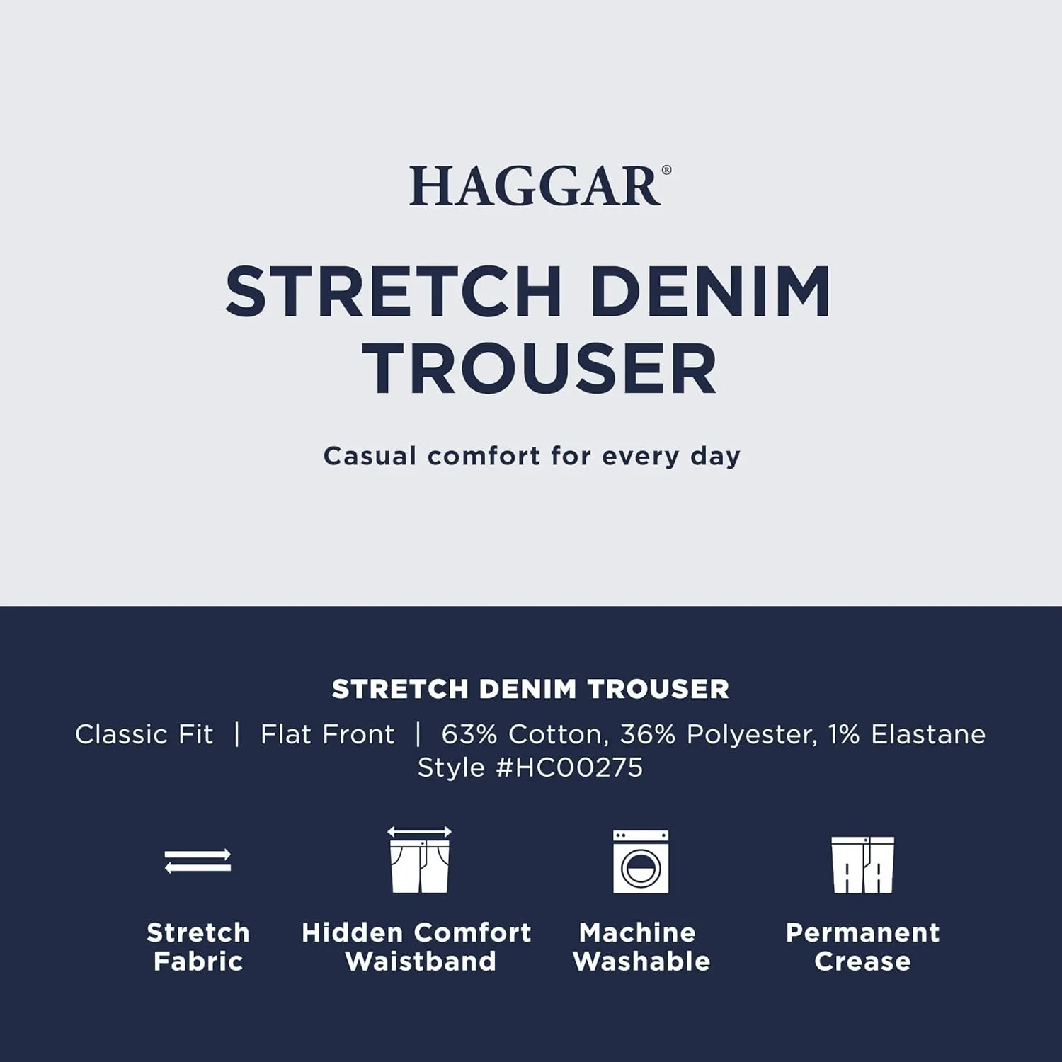 Haggar Men's Casual Classic Fit Denim Trouser Pant-Regular and Big & Tall Sizes