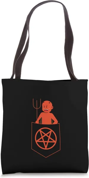 Hail Satan Pocket Satan With Pentagram Tote Bag