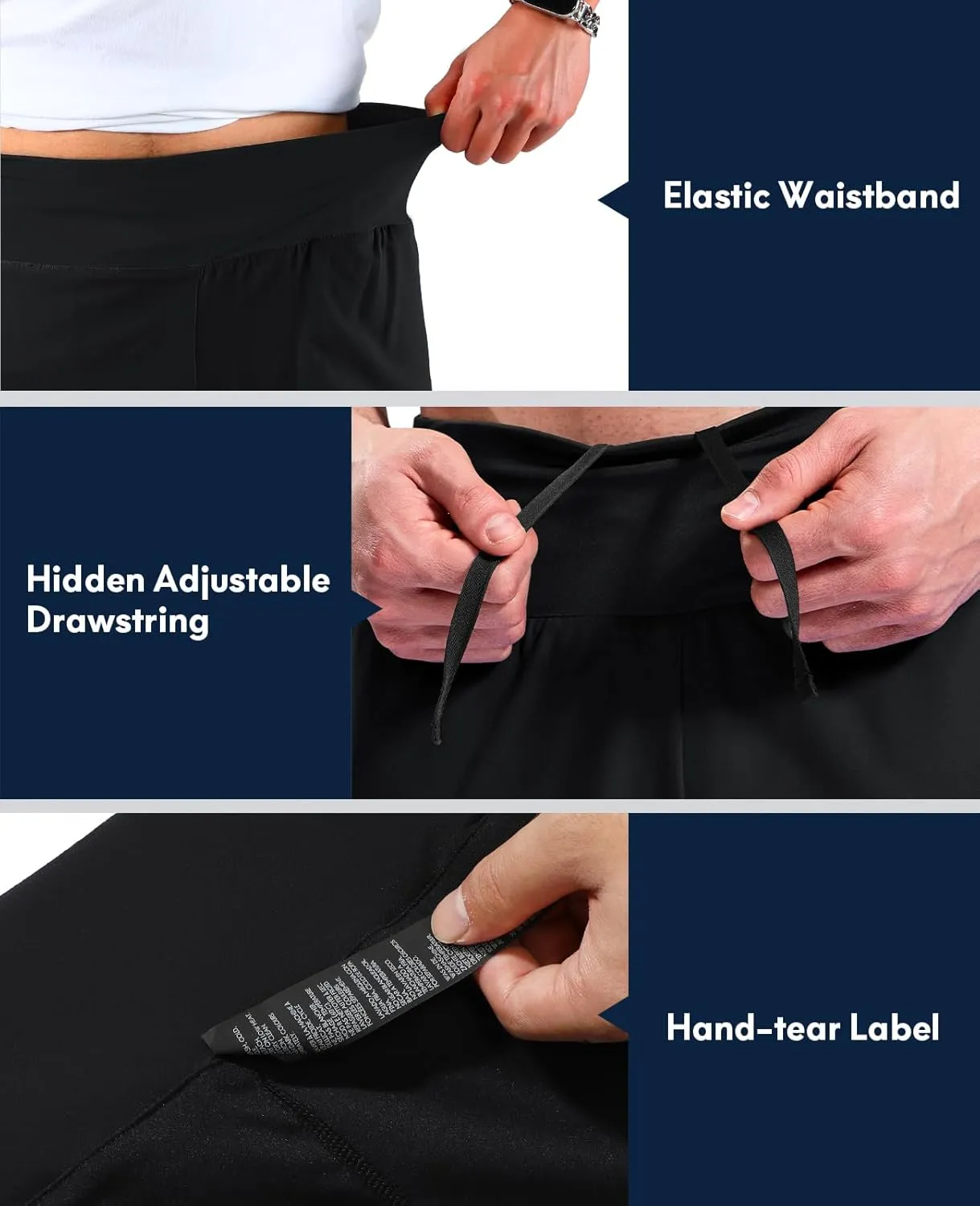 Haimont Men's 2 in 1 Running Shorts with Zipper Pockets Quick Dry Athletic Gym Workout Shorts with Liner