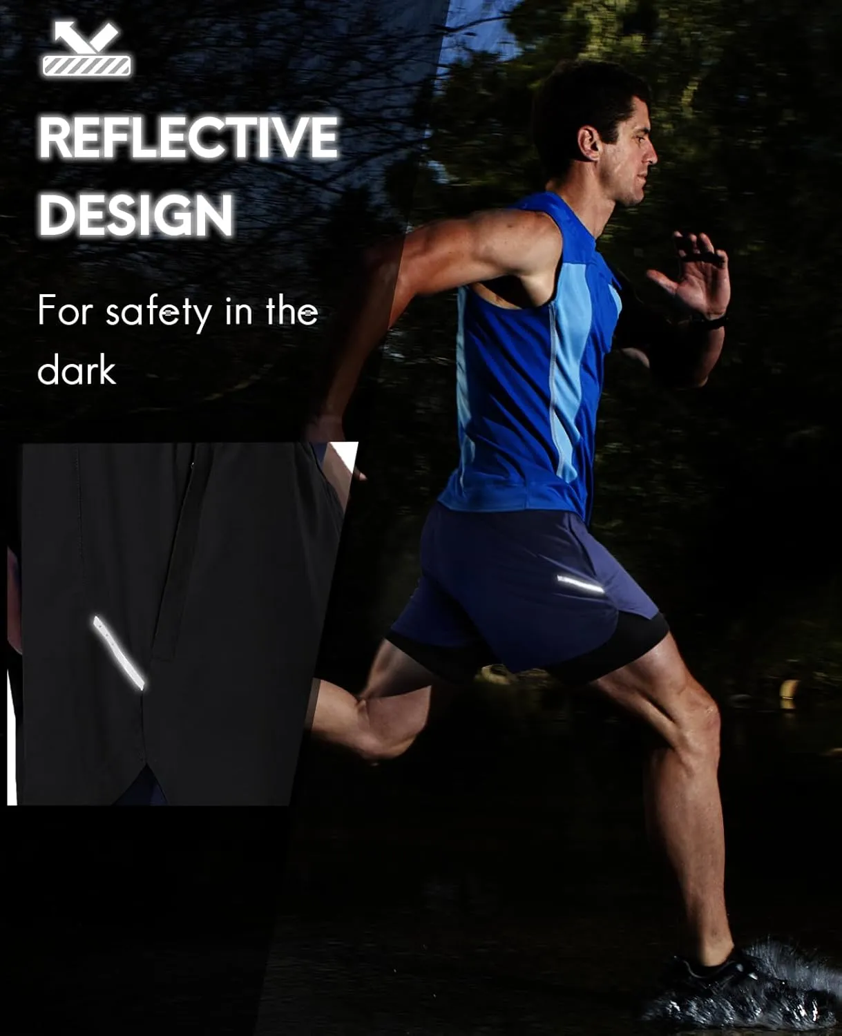 Haimont Men's 2 in 1 Running Shorts with Zipper Pockets Quick Dry Athletic Gym Workout Shorts with Liner
