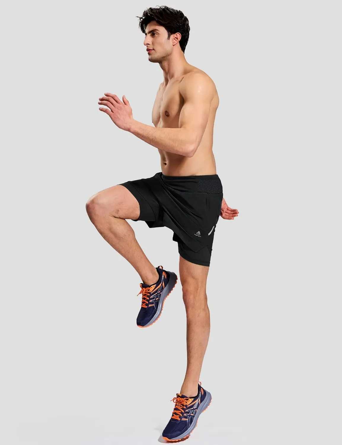 Haimont Men's 2 in 1 Running Shorts with Zipper Pockets Quick Dry Athletic Gym Workout Shorts with Liner