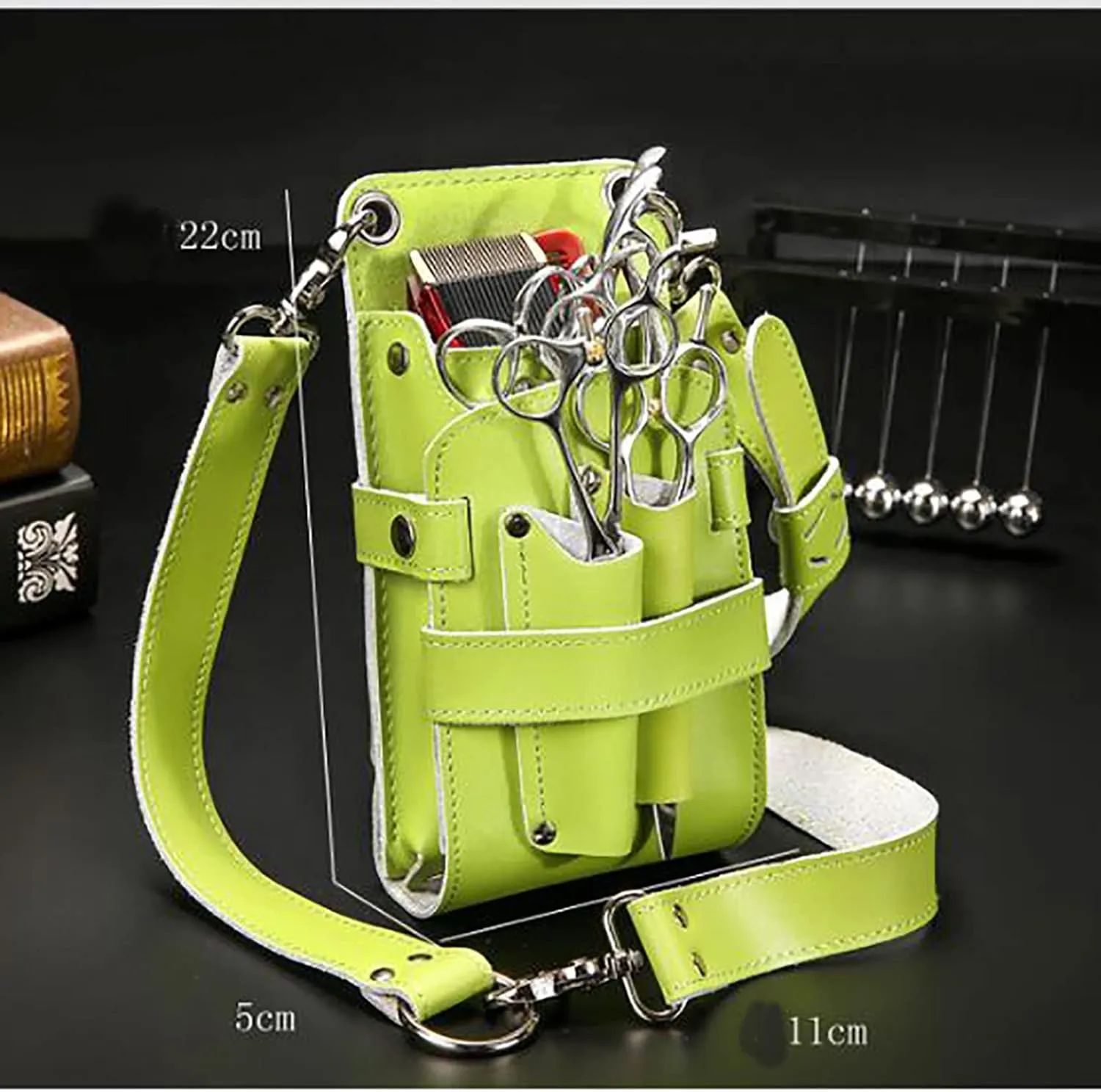 Hair Cutting Shear Genuine Leather Scissors Bag Barber Hair Stylist Waist Shoulder Pouch Novelty Hairdressing Tool Organizer Case C