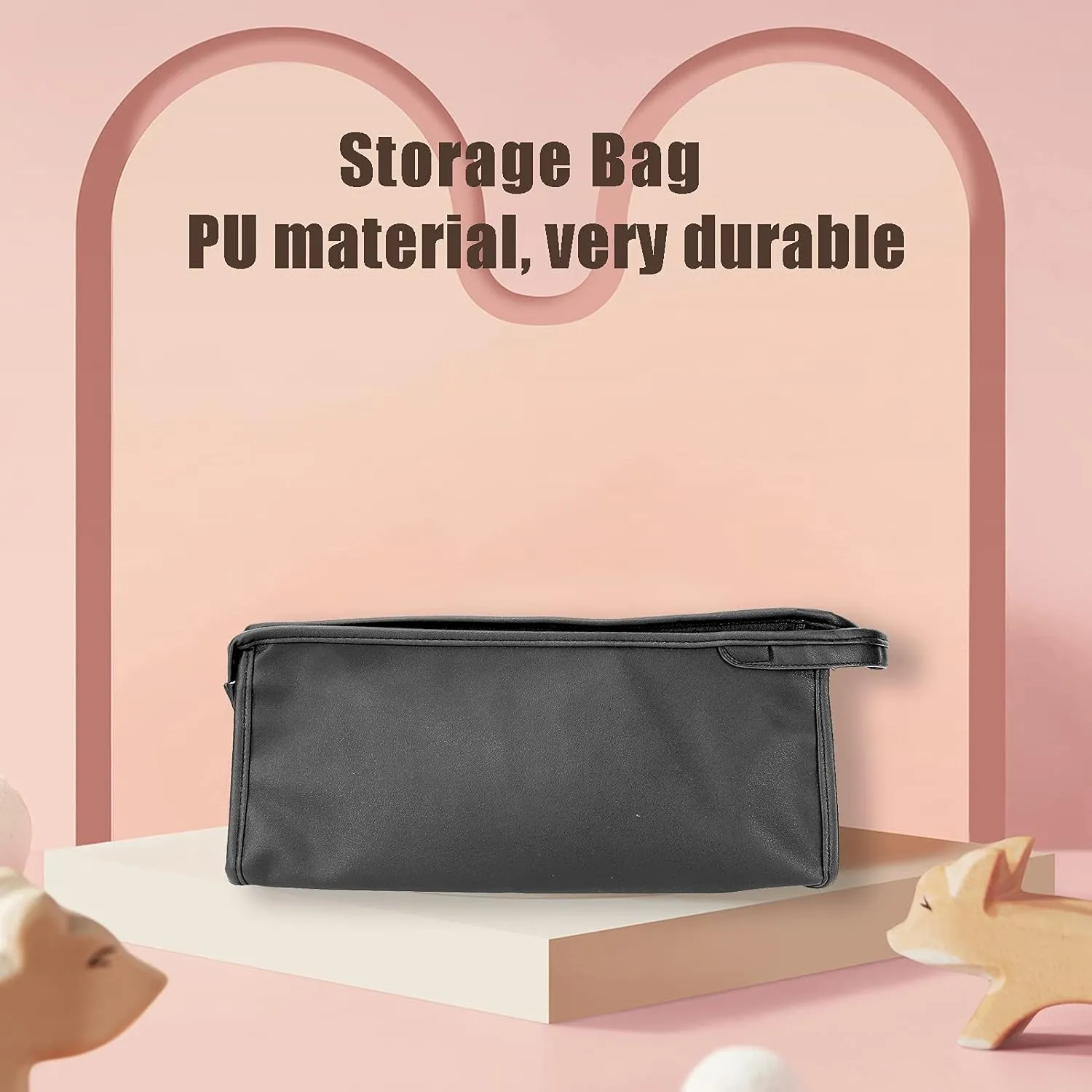 Hair Dryer Storage Bag, Travel Case for Hair Dryer, PU Leather Dustproof Carry Bag Portable Hair Dryer Bag Travel Blow Dryer Bag with Hanging Hook for Business Trips Travel Gym Camping(black)