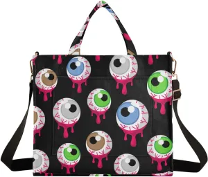 Halloween Bloody Alien Eyeballs Tote Bag Corduroy Bag Large Handbag Shoulder Bag Satchel Bag for Women