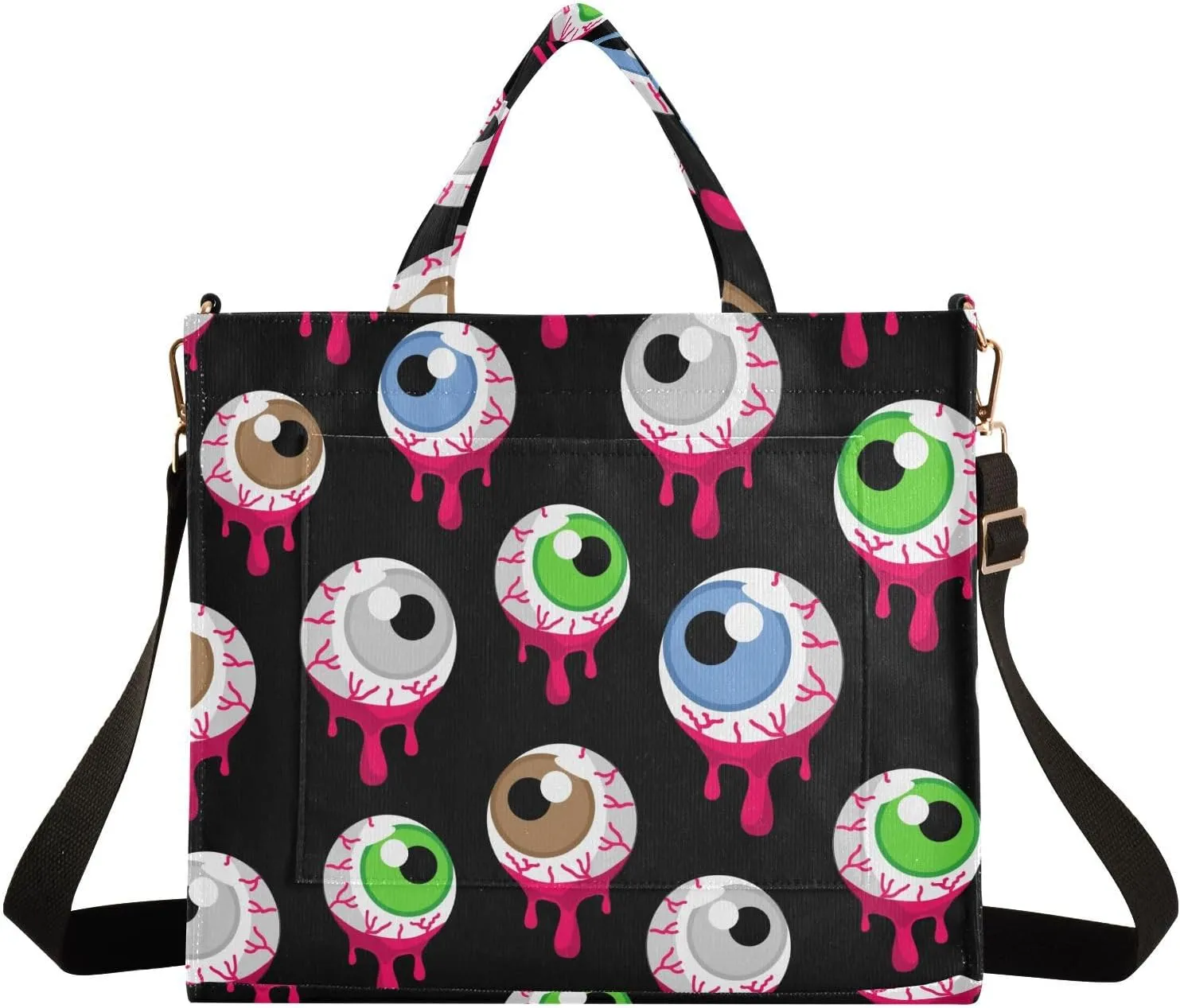 Halloween Bloody Alien Eyeballs Tote Bag Corduroy Bag Large Handbag Shoulder Bag Satchel Bag for Women