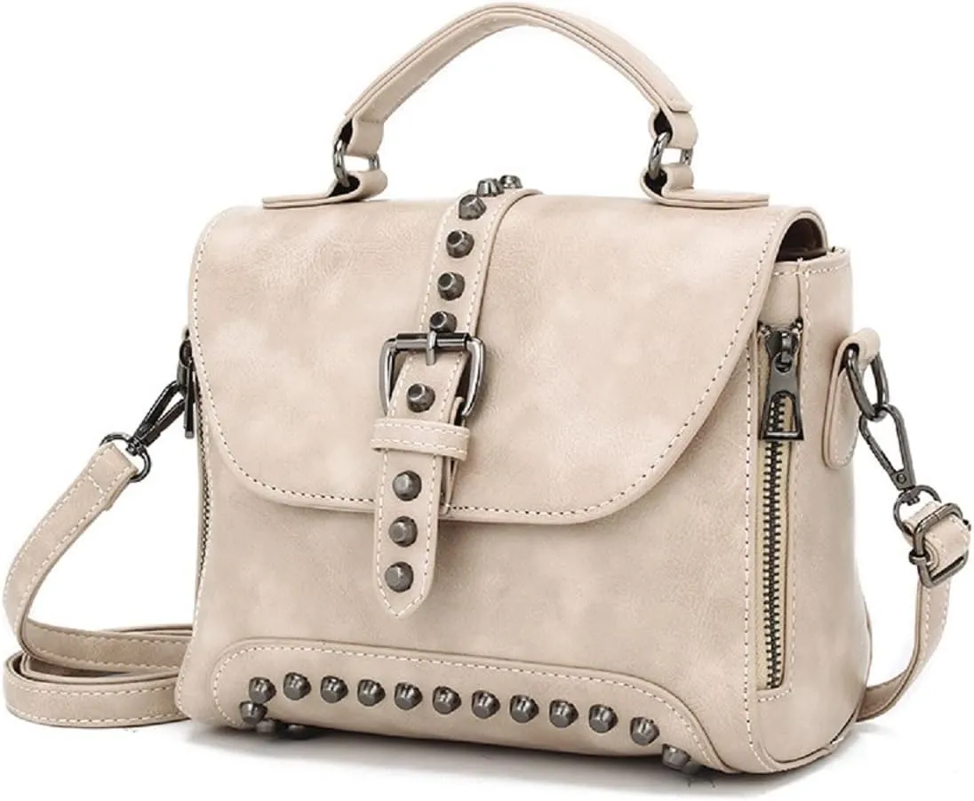 Handbag and Purse for Women PU Leather Crossbody Bag Rivets Satchel Fashion Shoulder Bag Top-Handle Tote
