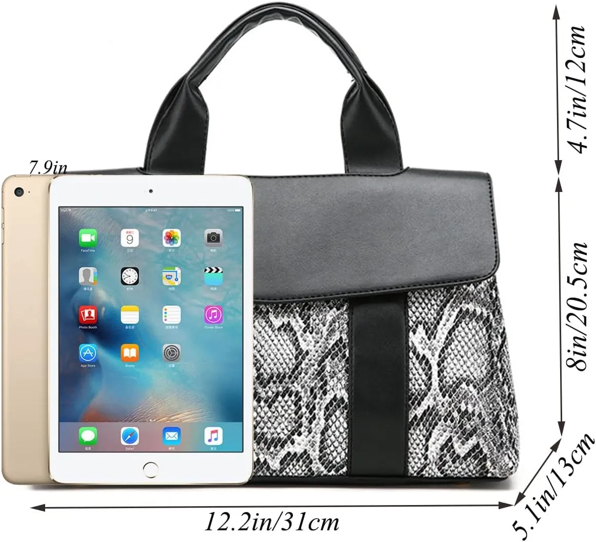 Handbag and Purse for Women Serpentine Shoulder Bag PU Leather Top-Handle Satchel Magnetic Clasp Crossbody Bag
