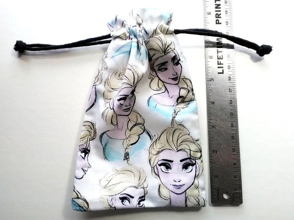 Handmade Drawstring bag - Elsa Frozen Faces