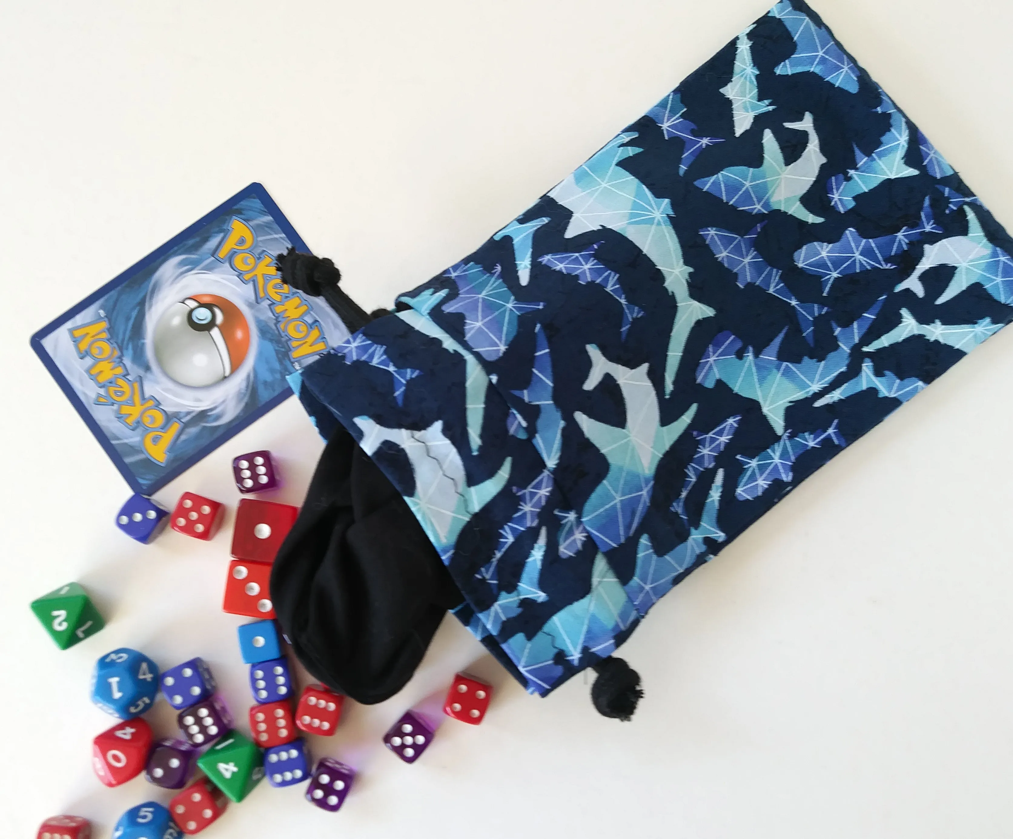 Handmade Drawstring bag - Geometric Shark Galaxy