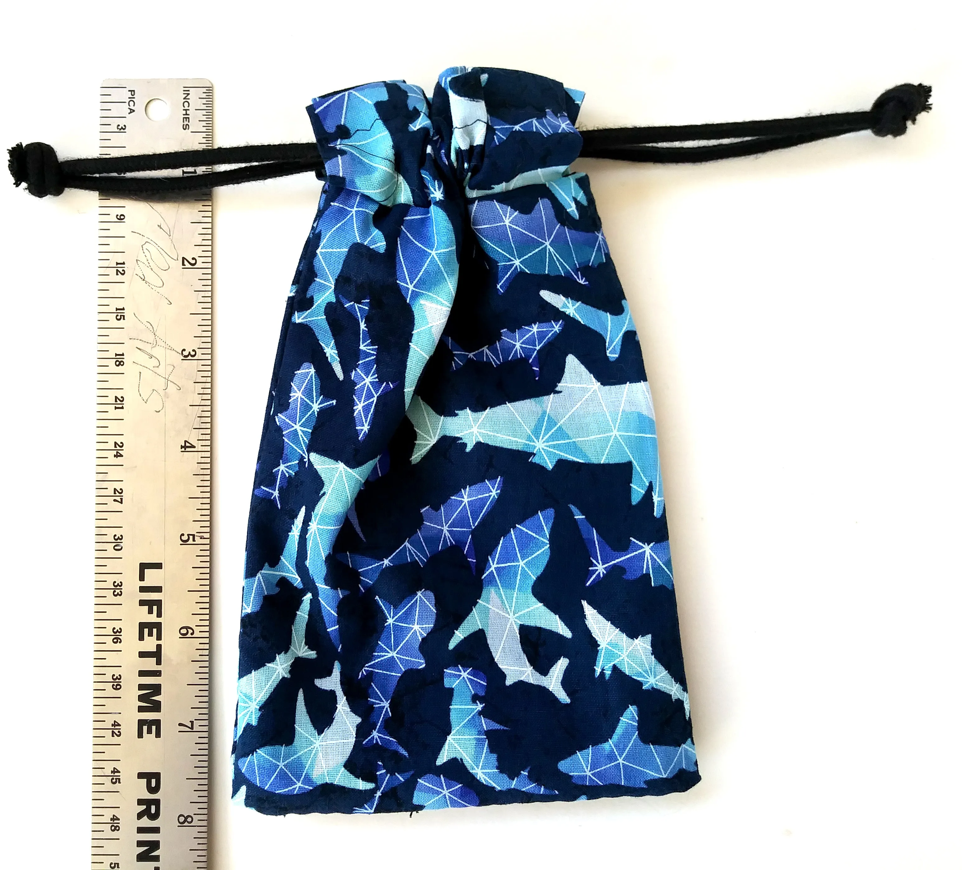 Handmade Drawstring bag - Geometric Shark Galaxy