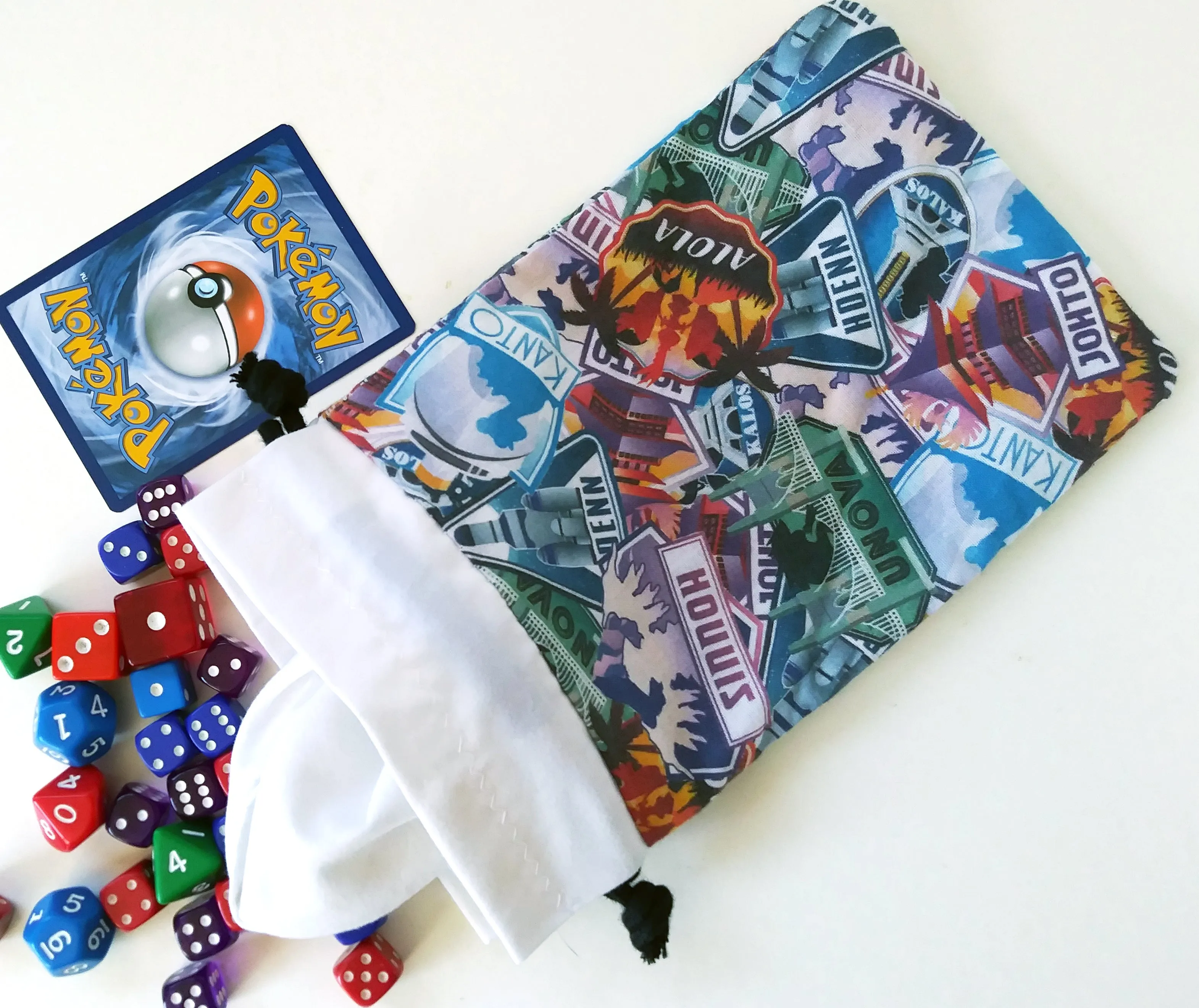 Handmade Drawstring bag - Printed Pokemon Travel bag