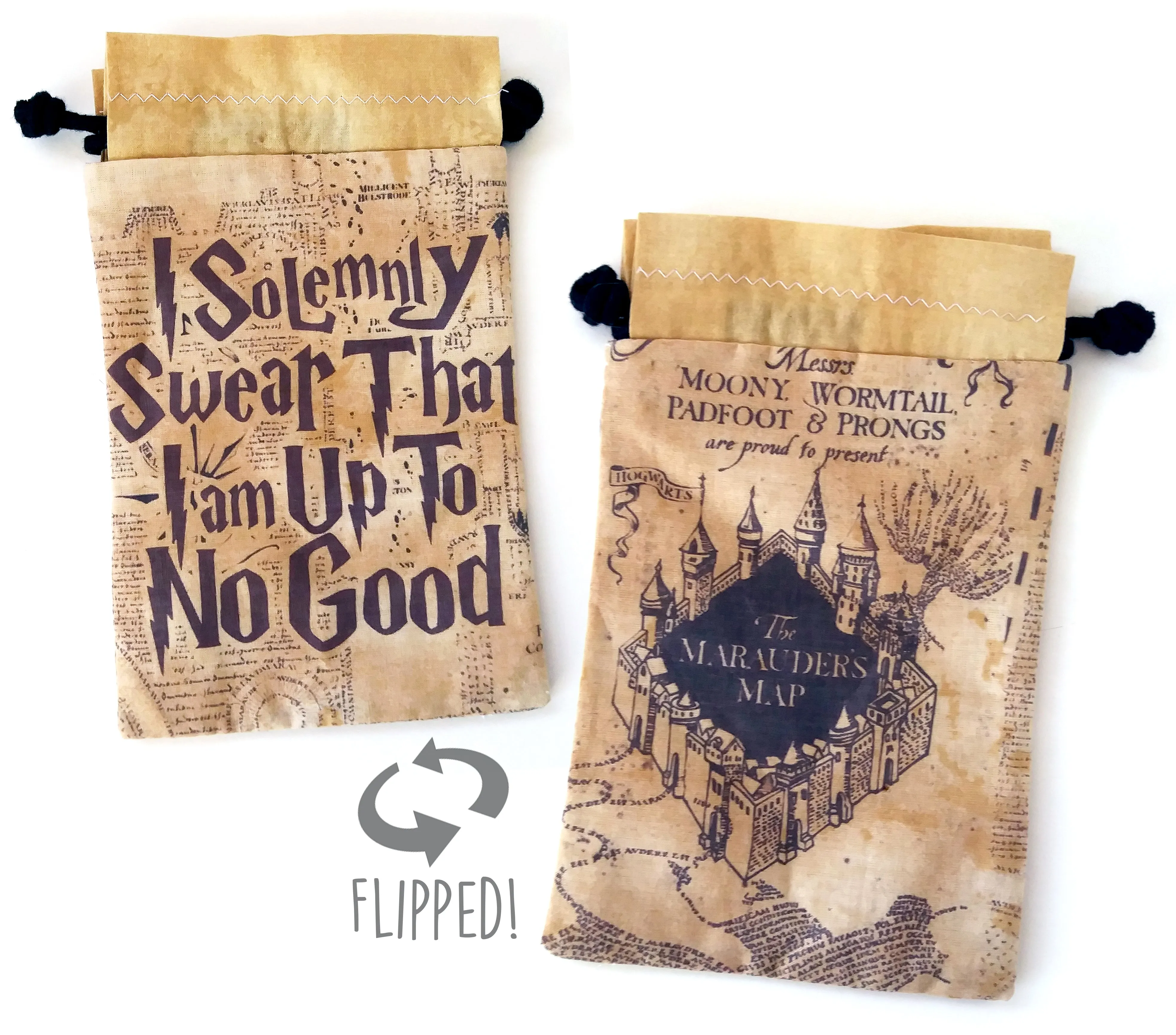 Handmade Drawstring bag - Printed Solemnly Swear