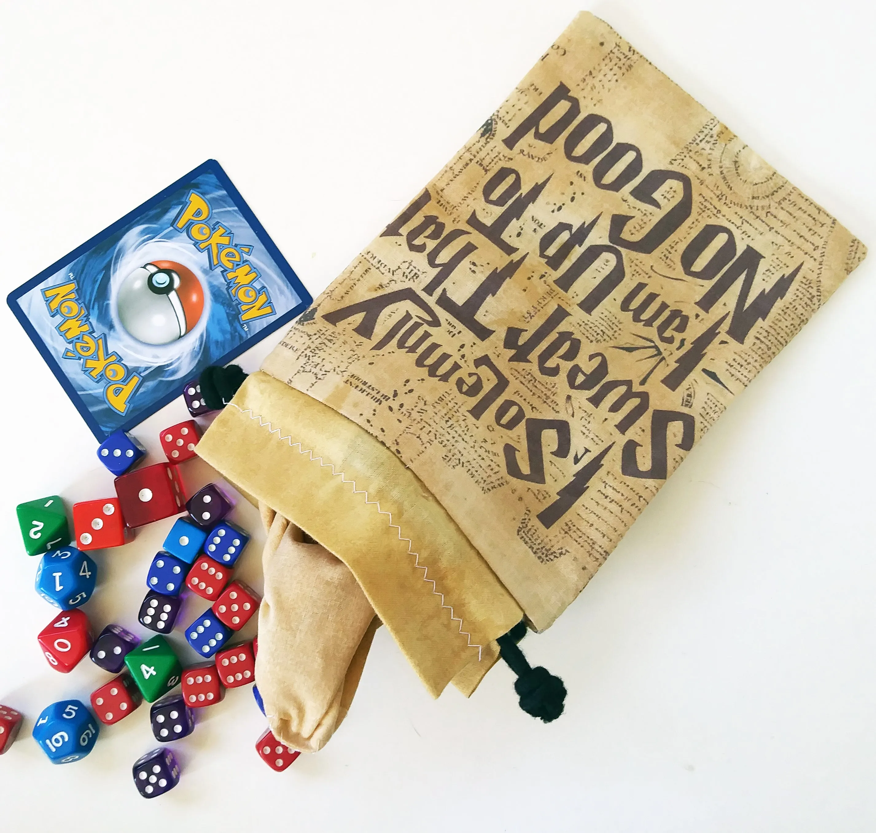 Handmade Drawstring bag - Printed Solemnly Swear