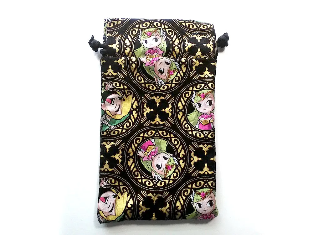 Handmade Drawstring bag - Zelda Link Chibi Circles