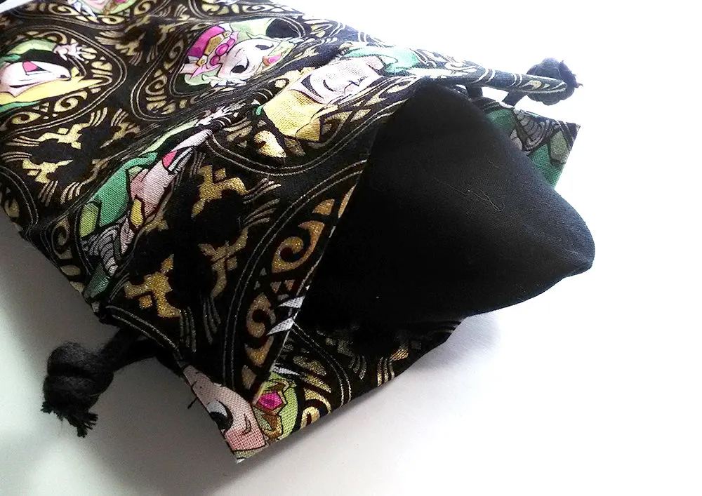 Handmade Drawstring bag - Zelda Link Chibi Circles