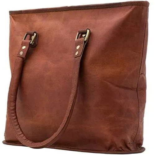 Handmade Leather Unisex Shoulder Tote Bag