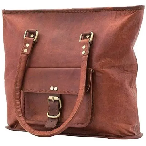 Handmade Leather Unisex Shoulder Tote Bag