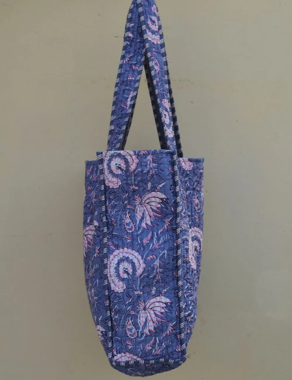 Handmade Quilted Tote Shopping Bag Indian Pure Cotton