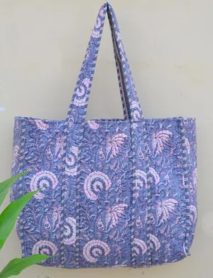 Handmade Quilted Tote Shopping Bag Indian Pure Cotton