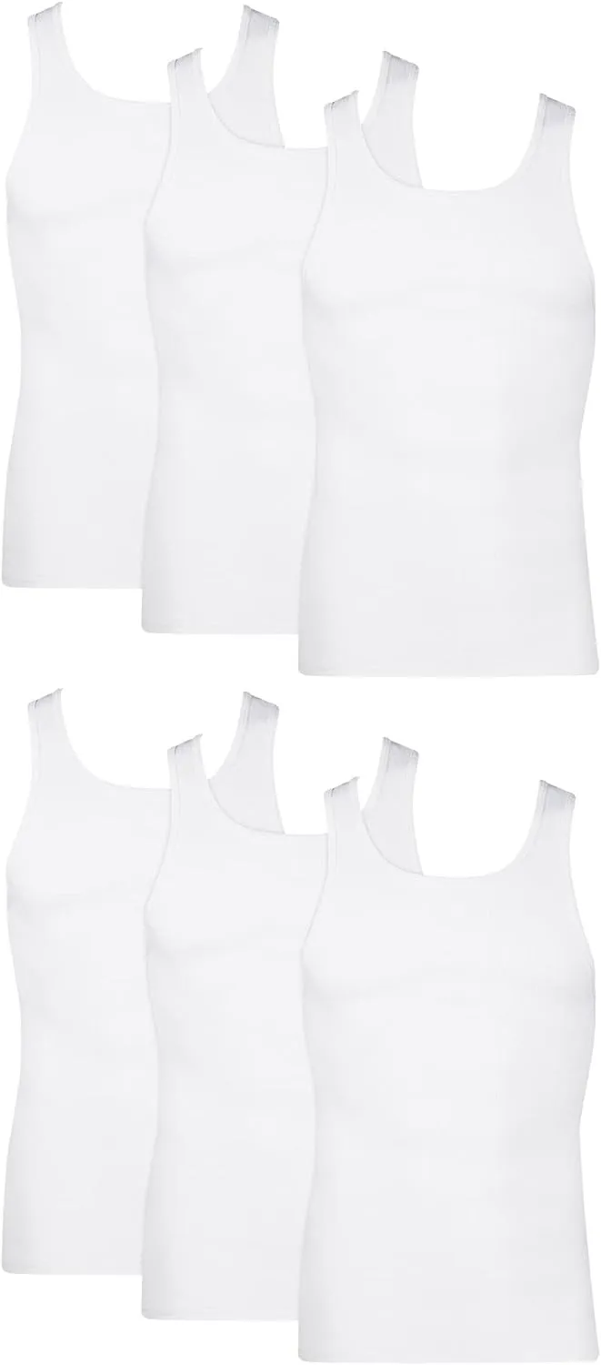 Hanes Men's, Moisture-Wicking Ribbed, Lightweight Cotton Tank Undershirts, Multi-Pack