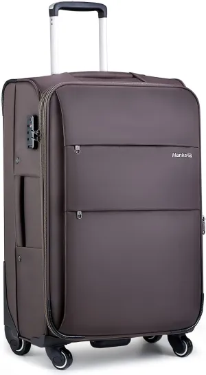 Hanke 24 Inch Expandable Luggage Large Suitcases with Wheels Softside Checked Luggage Rolling Suitcase with Lock Lightweight Travel Luggage for Men and Women 24 Inch Luggage.(Coffee)