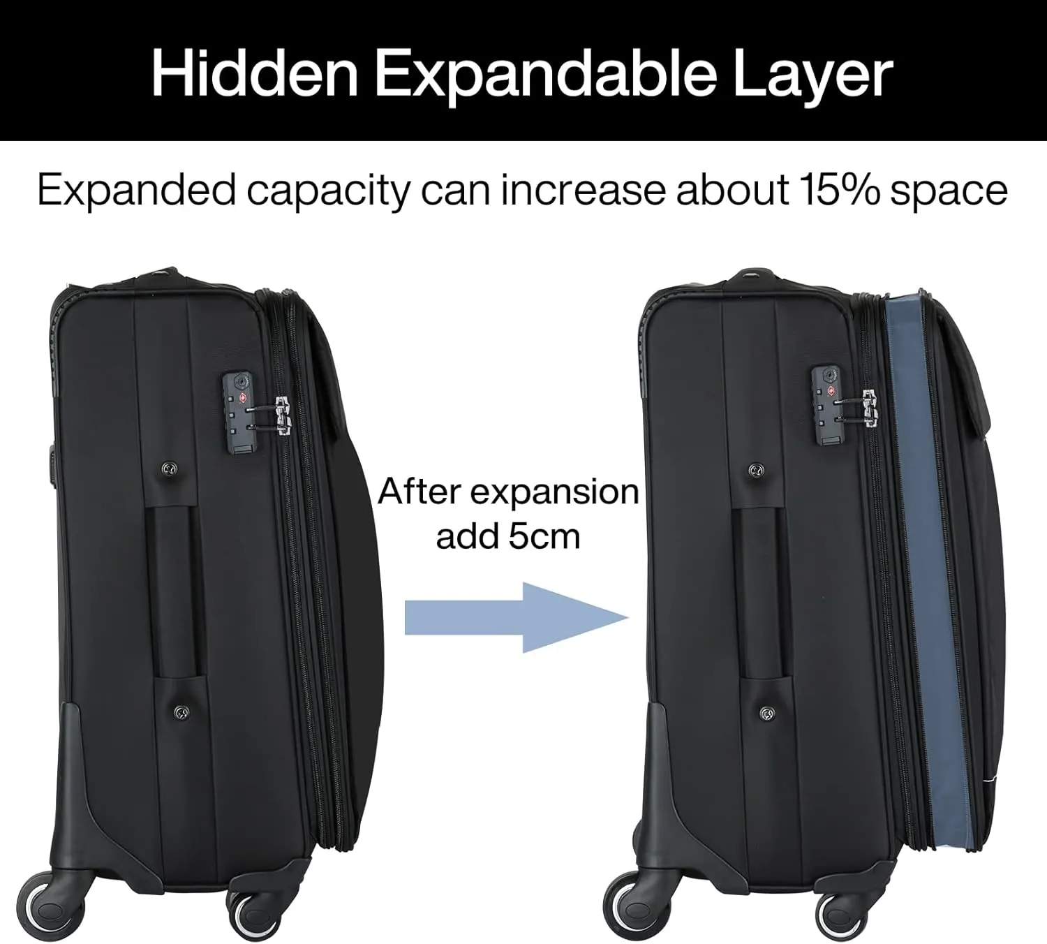 Hanke 24 Inch Expandable Luggage Large Suitcases with Wheels Softside Checked Luggage Rolling Suitcase with Lock Lightweight Travel Luggage for Men and Women 24 Inch Luggage.(Coffee)