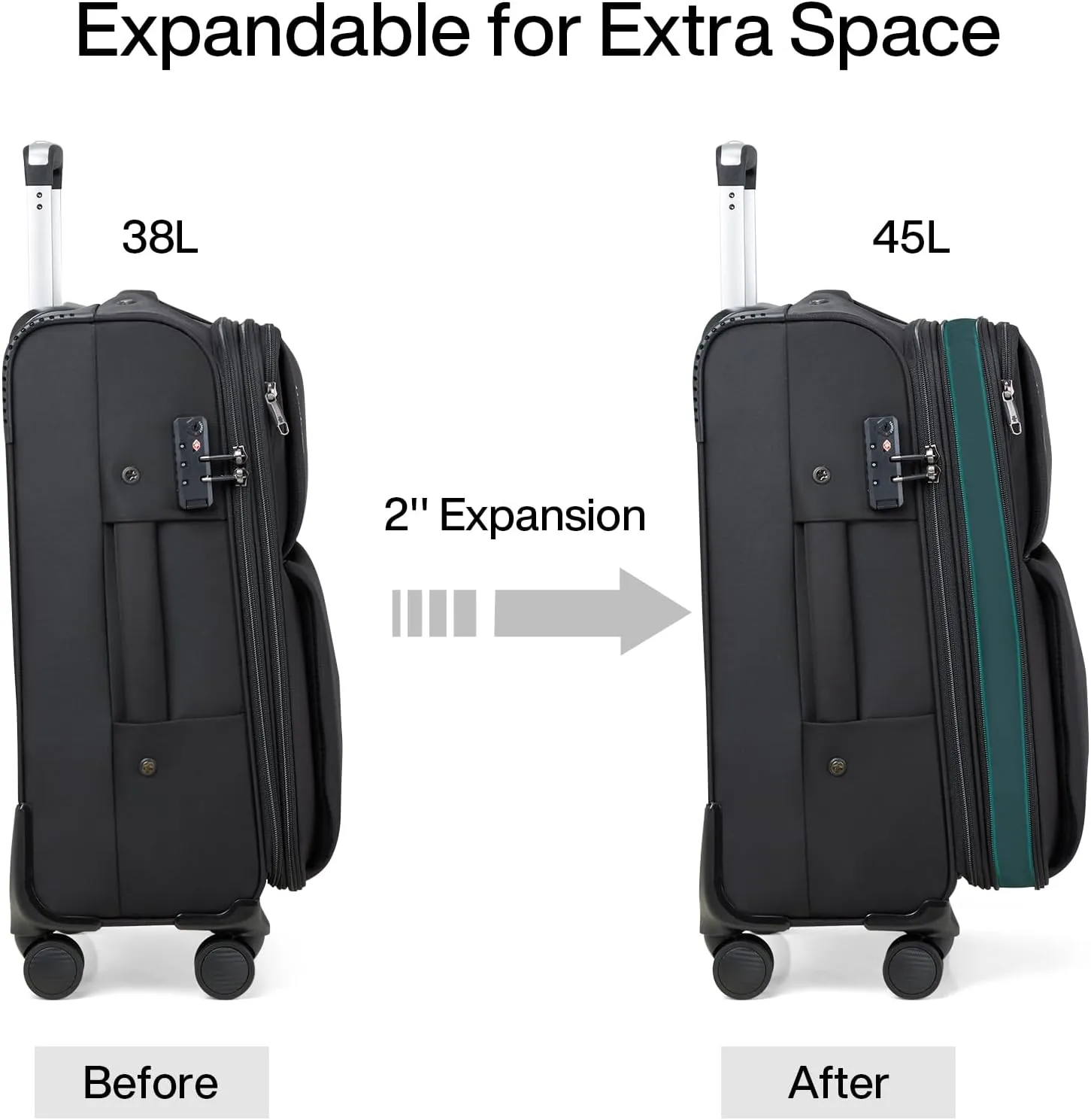 Hanke 28 Inch Luggage Softside Expandable Suitcases with Spinner Wheels, Travel Checked Luggage for Women Men(Black)