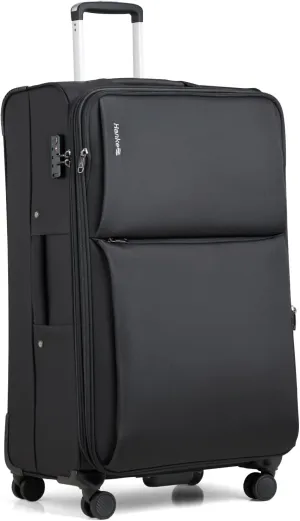 Hanke 28 Inch Luggage Softside Expandable Suitcases with Spinner Wheels, Travel Checked Luggage for Women Men(Black)