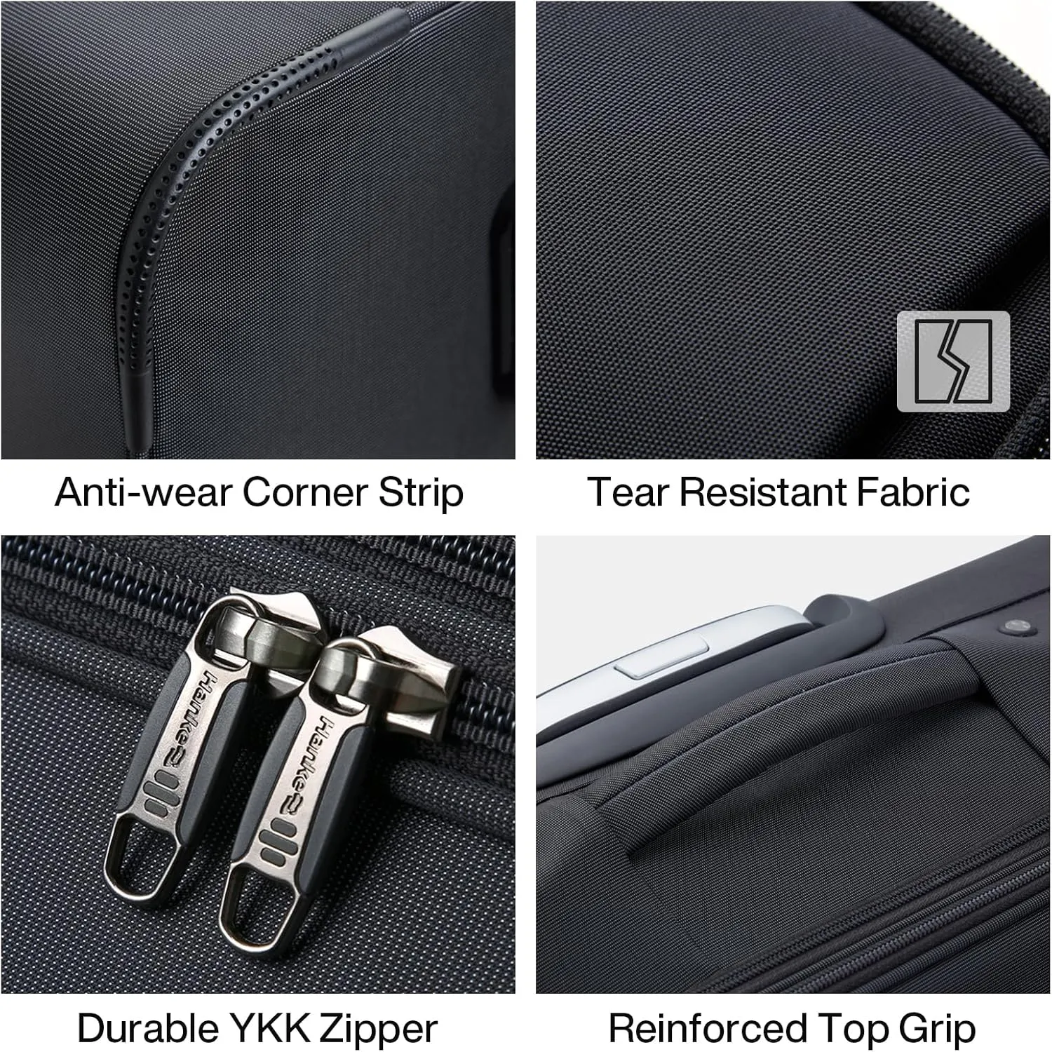 Hanke Softside Expandable 20 Inch Carry On Luggage with Wheels Airline Approved, TSA Luggage Lightweight Rolling Suitcases for Travel Carry On Bag(Black)