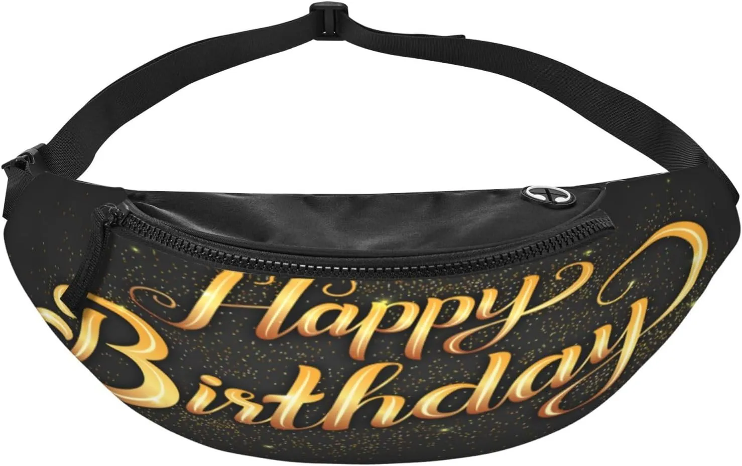 Happy Birthday Golden Fanny Pack, Crossbody Waist Packs for Women Men Waist Bags with Adjustable Strap for Travel Running Hiking Sport