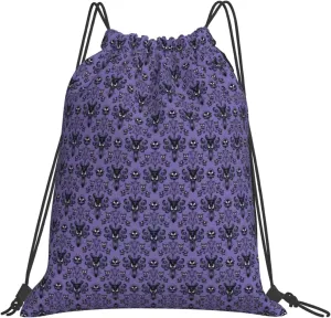 Haunted Mansion Drawstring Backpack Sports Gym Bag String Cinch Pouch For Daily Use