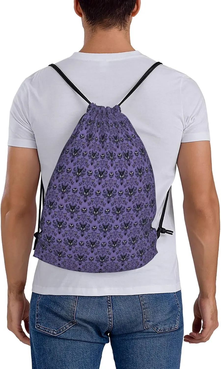Haunted Mansion Drawstring Backpack Sports Gym Bag String Cinch Pouch For Daily Use