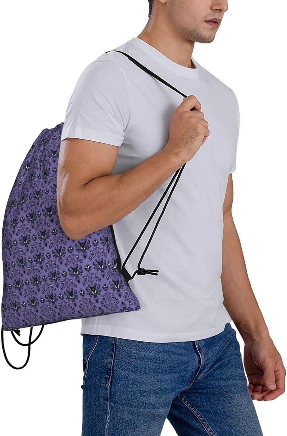 Haunted Mansion Drawstring Backpack Sports Gym Bag String Cinch Pouch For Daily Use