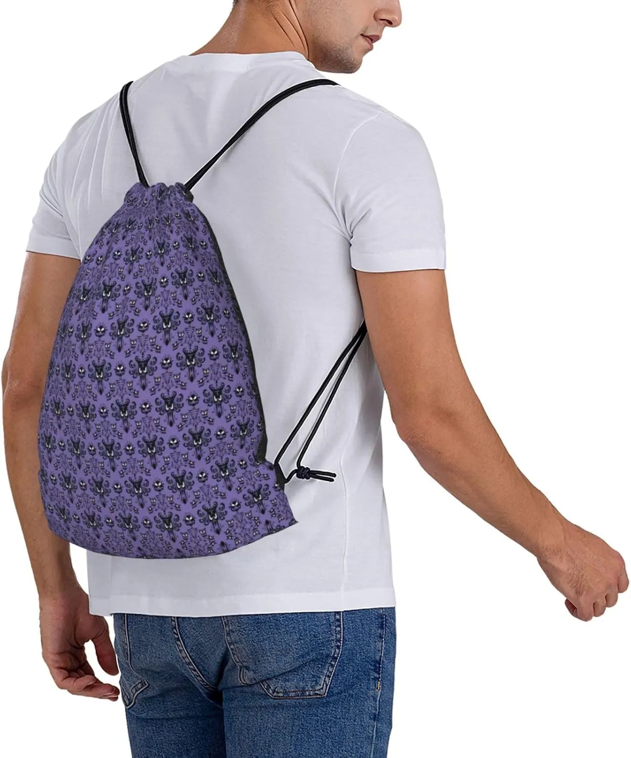 Haunted Mansion Drawstring Backpack Sports Gym Bag String Cinch Pouch For Daily Use