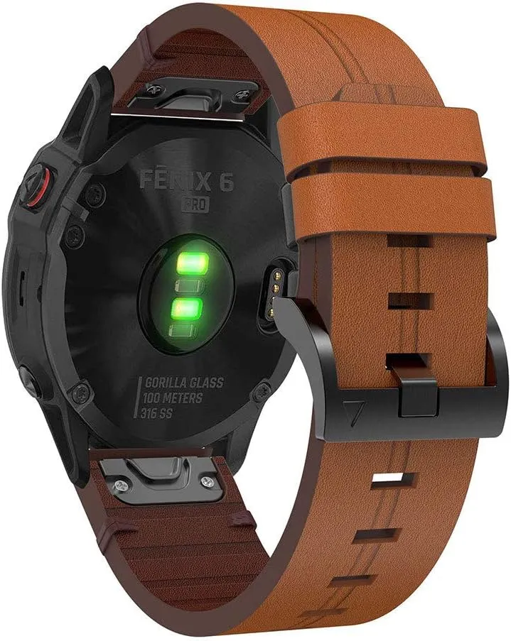 HAZELS 26 22 20mm Leather Strap Quick Release Watch Bands for Garmin Fenix 7 7X 7S 6 6S 5X 6X 5S Leather Strap Business Wristband (Color : Brown, Size : Width 26mm)