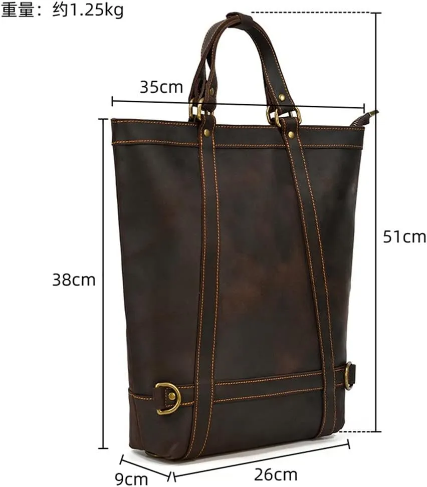 HBJWOV Handmade Dual-Purpose Backpack Men's Handbag Vertical Multifunctional Briefcase Leisure Bag Travel(D)