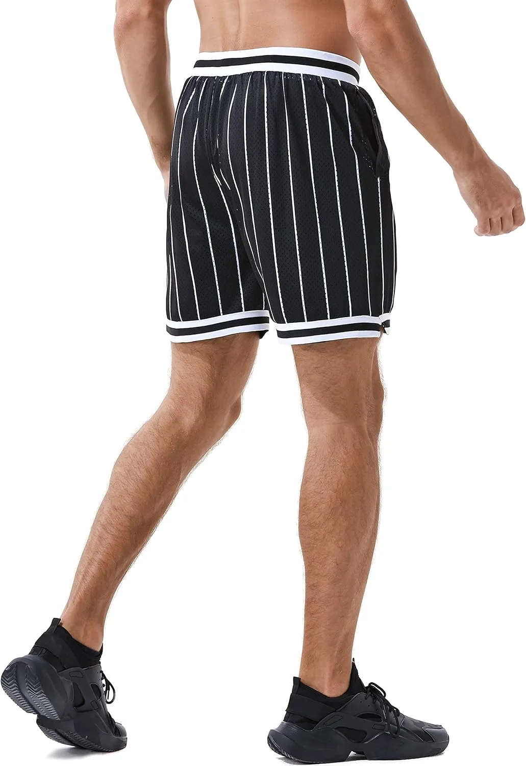 HEALONG Basketball Athletic Shorts Men - Mesh Gym Sports Workout Training Drawstring Retro Casual Fashion Short with Pockets