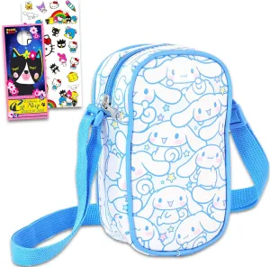 Hello Kitty Crossbody Purse Set - Bundle of Cinnamoroll Handbag Bag for Girls Plus Stickers, Door Hanger | Cinnamoroll Accessories