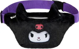 Hello Kitty Womens Fanny Pack, Plush Waist Bag with Adjustable Strap, Kawaii Waist Pouch for Phone Money, Cute Gifts for Her (Black)