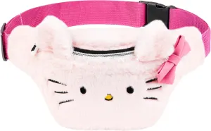 Hello Kitty Womens Fanny Pack, Plush Waist Bag with Adjustable Strap, Kawaii Waist Pouch for Phone Money, Cute Gifts for Her (Pink)