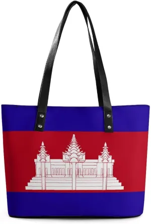 Herm Flag Large Capacity Women’s Tote Bag Stylish Leather Handbag for Travel