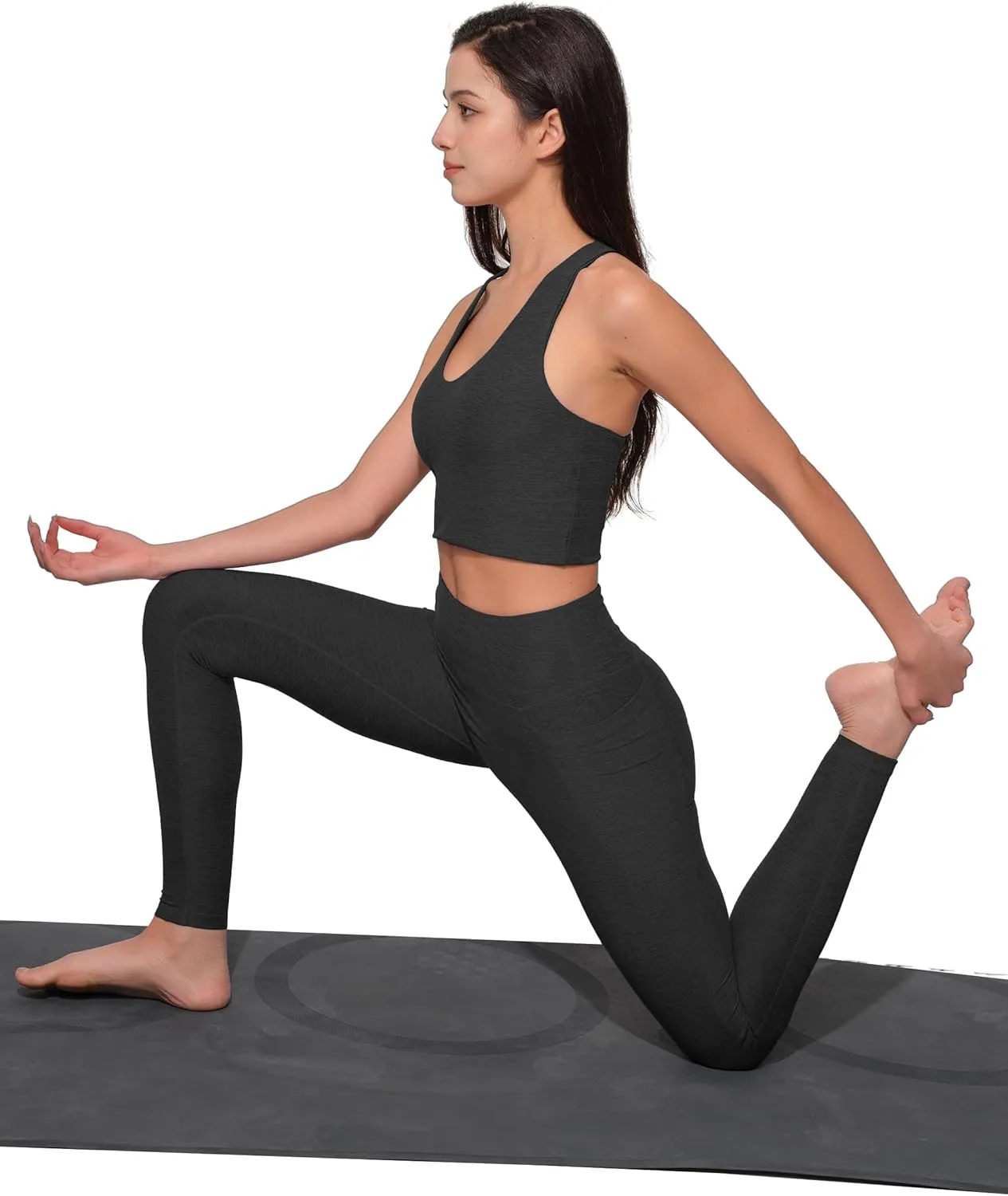 High Waist Yoga Pants with 2 Side Pockets,Ultra Soft Tummy Control Athletic Leggings for Women